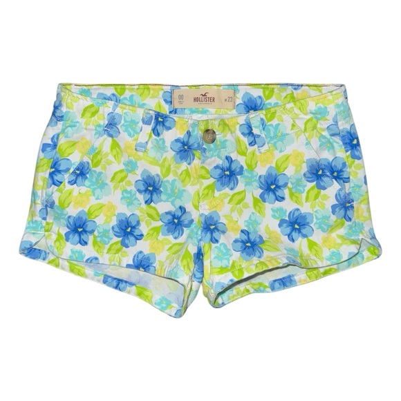 VTG Y2K Hollister Low Rise Micro Mini Bright Floral Shorts Size 00 / 23 Preppy - Picture 1 of 9